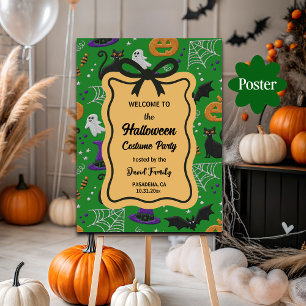 Black Cats Ghosts Halloween Costume Party Willkomm Poster
