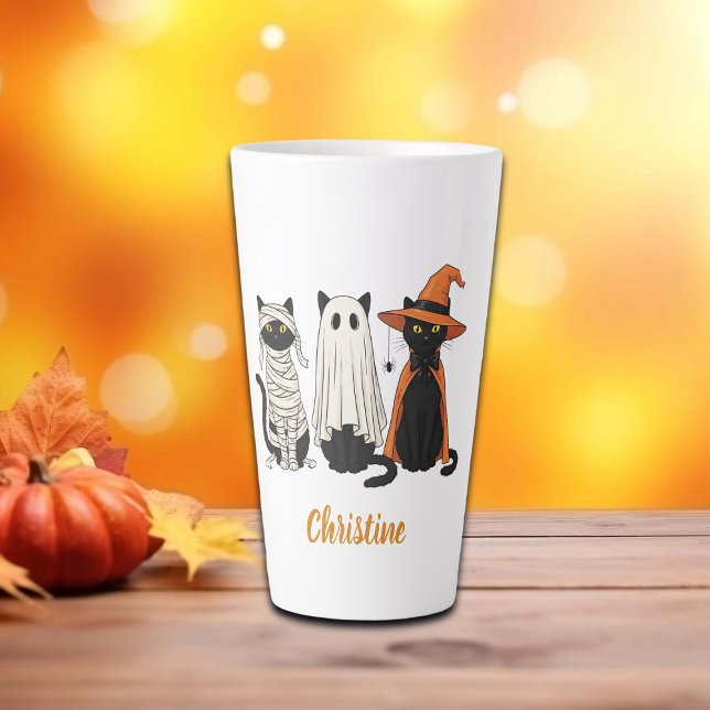 Black Cats Ghosts Halloween Milchtasse (Von Creator hochgeladen)