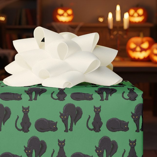 Black Cats Halloween Witch's Cat Pixel Art Pattern Geschenkpapier (Von Creator hochgeladen)