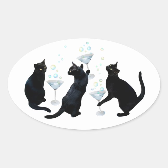 Black Cats Martinis Stickers (Vorderseite)