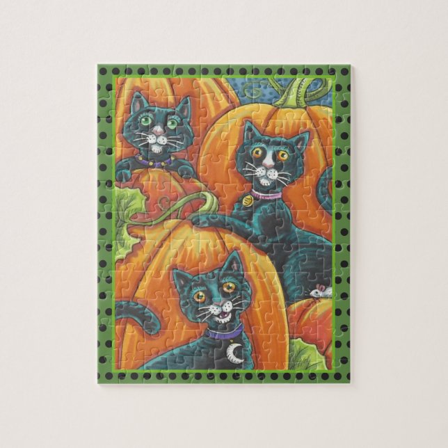 BLACK CATS, MOUSE, PUMPKIN PATCH HALLOWEEN PUZZLE (Vertikal)