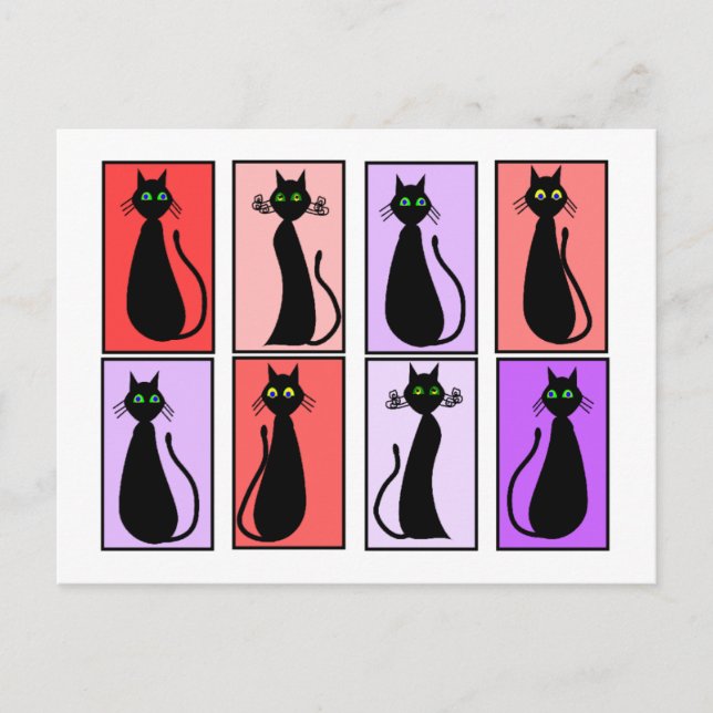 Black Cats Pop Kunstgeschenke Postkarte (Vorderseite)