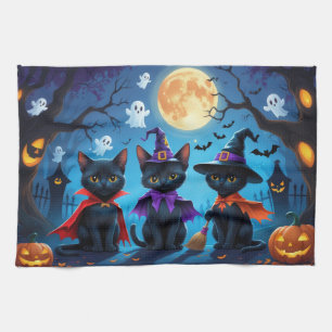 Black Cats Pumpkin Halloween Funny Geschirrtuch