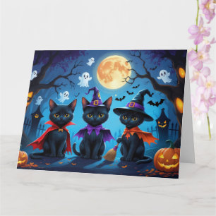 Black Cats Pumpkin Halloween Funny Karte