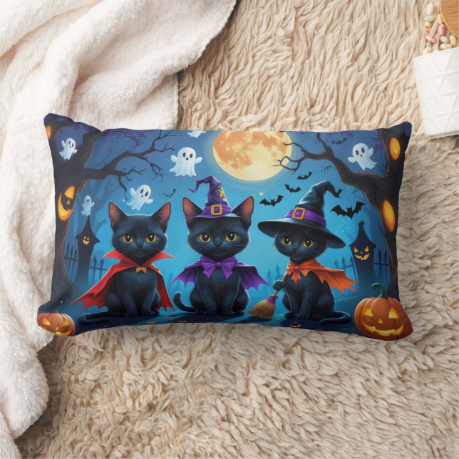 Black Cats Pumpkin Halloween Funny Lendenkissen (Decke)