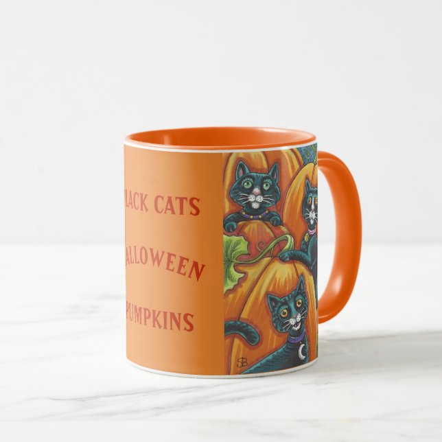 Black Cats Pumpkin Patch HALLOWEEN TASSE *Anpassen (VorderseiteRechts)