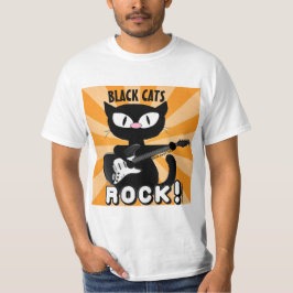 BLACK CATS ROCK! Schwarzer Cartoon Cat Playing Git T-Shirt