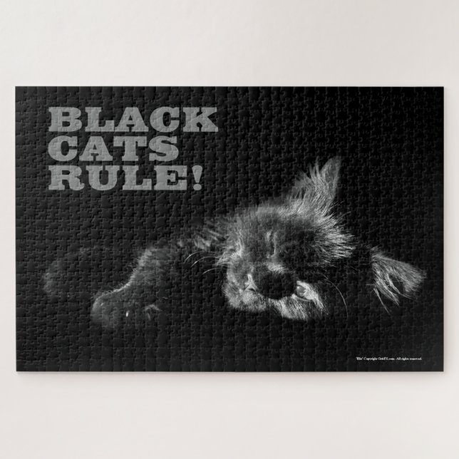 Black Cats Rule - Sleepy Hallo Dunkelheit Puzzle (Horizontal)