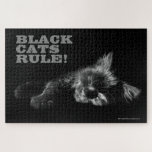 Black Cats Rule - Sleepy Hello Darkness Puzzle<br><div class="desc">Show your appreciation for black cats with this photographic black cat puzzle! (Pictured: Ella) ***IF YOU SEE THIS FACE BEING SOLD BY ANYONE OTHER THAN GritFX,  IT'S STOLEN*** Copyright 2013 GritFX. All rights reserved.</div>