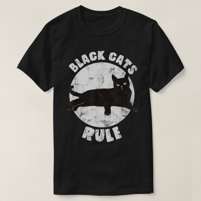 Black Cats Rule Vater Kitty Daddy Cat Mama Weihnac T-Shirt (Design vorne)