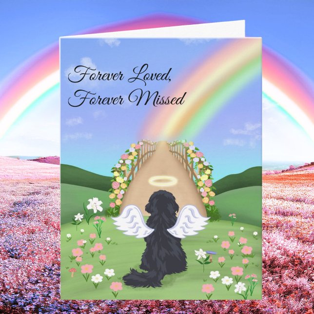 Black Cavalier King Charles Rainbow Bridge  Karte (Von Creator hochgeladen)