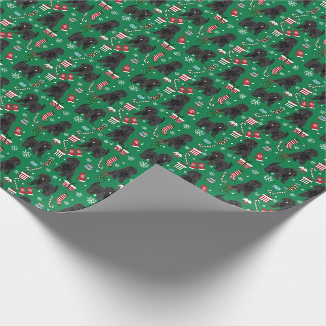 Black Cavoodle Hund Weihnachtsverpackung Geschenkpapier (Ecke)