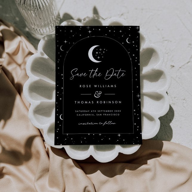 Black Celestial Arched Save the Date (Zazzle Black Celestial Arched Save The Date )