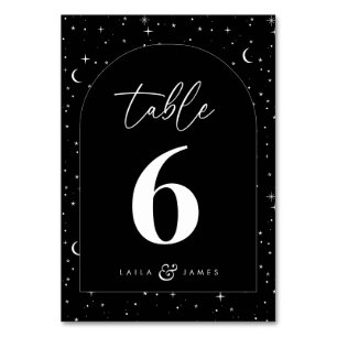 Black Celestial Arched Wedding Tischnummer