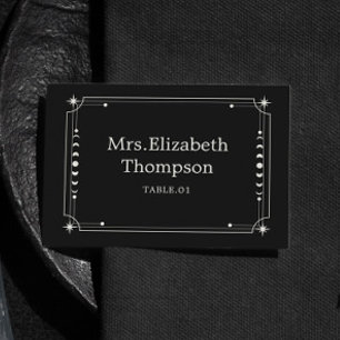 Black Celestial Wedding Place Name Cards DIY Einladung