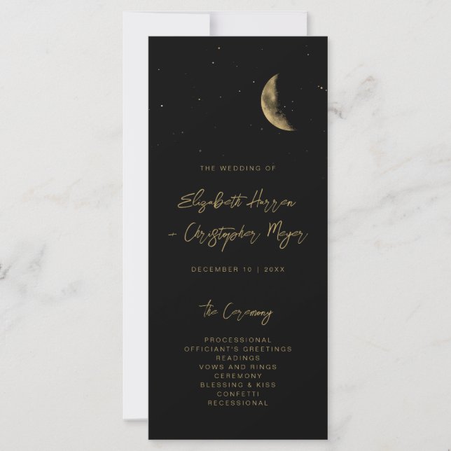 Black Celestial Wedding Program (Vorderseite)