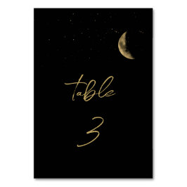 Black Celestial Wedding Tischnummer Sign