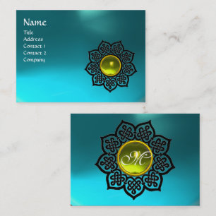 BLACK CELTIC BLUME YELLOW GEM MONOGRAM Aqua Visitenkarte