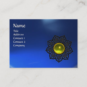 BLACK CELTIC BLUME YELLOW GEM MONOGRAM Aqua Visitenkarte