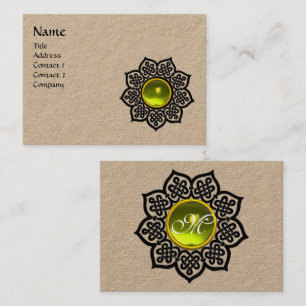 BLACK CELTIC BLUME YELLOW TOPAZ GEM MONOGRAMM VISITENKARTE