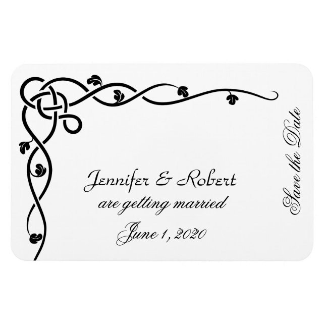 Black Celtic Knot Corner Save the Date Magnet (Horizontal)
