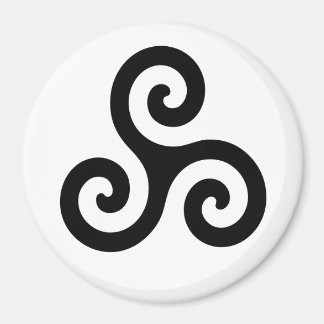 Black Celtic Triple Spiral Triskele auf Weiß Magnet
