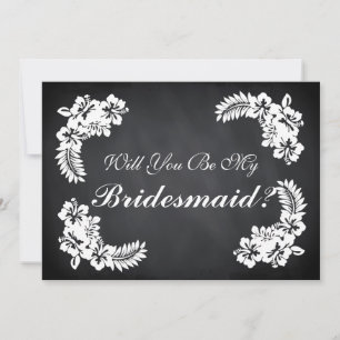 Black Chalk Board Floral Werden Sie meine Bridesma Einladung