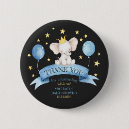 black chalk elephant baby shower celebration button