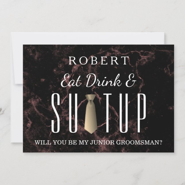 Black Chalkboard Anzug-up Werden Sie mein Trauzeug Einladung (Vorderseite)