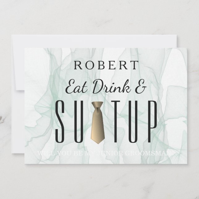 Black Chalkboard Anzug-up Werden Sie mein Trauzeug Einladung (Vorderseite)