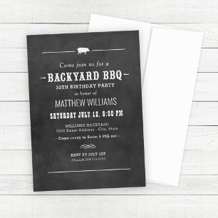 Black Chalkboard Backyard GRILLEN Birthday Party Einladung