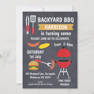 Black Chalkboard Backyard GRILLEN Einladung Geburt