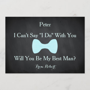 Black Chalkboard Bow Werden Sie mein Bestman sein Einladung