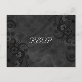 Black Chalkboard Floral Gothic UAWG Response Card Einladungspostkarte
