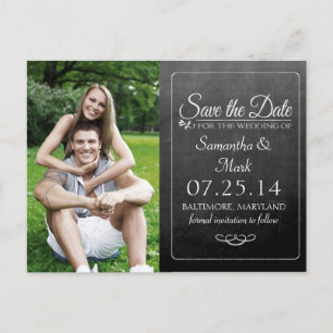 Black Chalkboard-Foto Save the Date Ankündigungspostkarte
