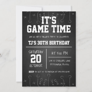 Black Chalkboard Fußball Sport Geburtstag Einladung
