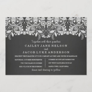 Black Chalkboard & Lace Wedding Einladung