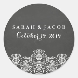Black Chalkboard & Lace Wedding Sticker