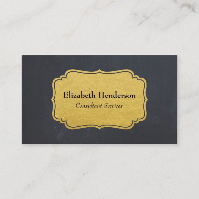 Black Chalkboard mit Imitate Gold Foil Label Visitenkarte (Vorderseite)
