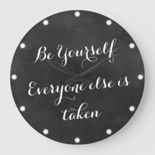 Black Chalkboard Quotes Be Yourself Large Clock Große Wanduhr