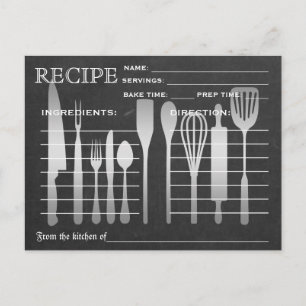 Black Chalkboard Retro Rezept Card Küche Tools Postkarte