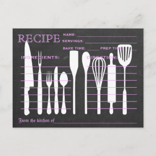 Black Chalkboard Retro Rezept Card Küche Tools Postkarte