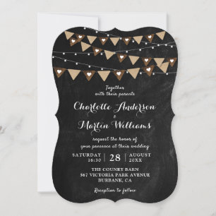 Black Chalkboard String Lights Bunting Einladung