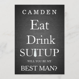 Black Chalkboard Suitup Werden Sie mein Bestman se Einladung
