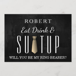 Black Chalkboard Suitup Werden Sie mein Ringträger Einladung