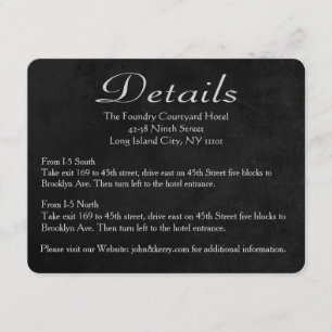 Black Chalkboard Wedding Direction / Details Card Begleitkarte