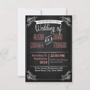 Black chalkboard wedding invitation einladung