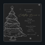 Black Chalkboard Weihnachtsbaum Dinner Einladung<br><div class="desc">Elegante Square Black Chalkboard Weihnachtsbaum Dinner Einladung . Mit dieser eleganten Weihnachtseinladung mit einem handgezeichnet Weihnachtsbaum mit Stern- und Zierakzenten laden Sie Ihre Gäste stilvoll ein. Der elegante schwarze Hintergrund mit goldener Schrift schafft ein modernes und dennoch festliches Ambiente, das sich ideal für Feierabende, Weihnachtsfeiern oder Firmenfeiern eignet. Vollständig anpassbar...</div>