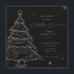 Black Chalkboard Weihnachtsbaum Dinner Einladung<br><div class="desc">Elegante Square Black Chalkboard Weihnachtsbaum Dinner Einladung . Mit dieser eleganten Weihnachtseinladung mit einem handgezeichnet Weihnachtsbaum mit Stern- und Zierakzenten laden Sie Ihre Gäste stilvoll ein. Der elegante schwarze Hintergrund mit goldener Schrift schafft ein modernes und dennoch festliches Ambiente, das sich ideal für Feierabende, Weihnachtsfeiern oder Firmenfeiern eignet. Vollständig anpassbar...</div>