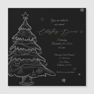 Black Chalkboard Weihnachtsbaum Dinner Einladung